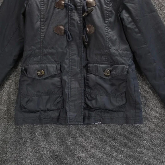 AEROPOSTALE‎ Womens Navy Blue Hooded Duffle Military Jacket Sz S Water Resistant - Picture 5 of 14